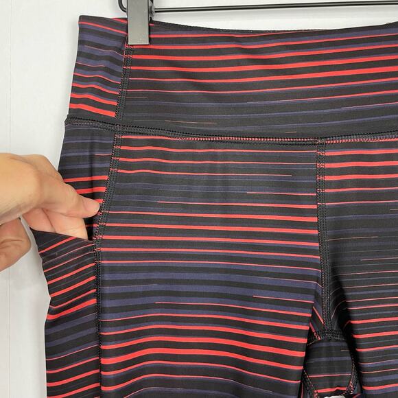 Lululemon | Pace Rival Crop Orange Coral Striped Mid Rise Athletic Leggings - Picture 10 of 14